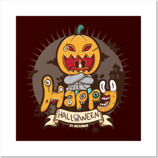 pumpkin greeting happy halloween Posters and Art